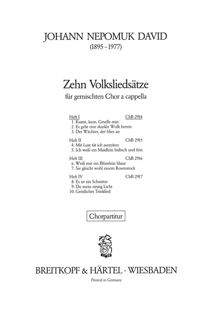 10 Volksliedsätze, Heft 1